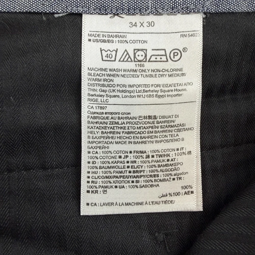 Banana Republic Kentfield Chino Pants Mens 34x30 Black Slim Fit Striped